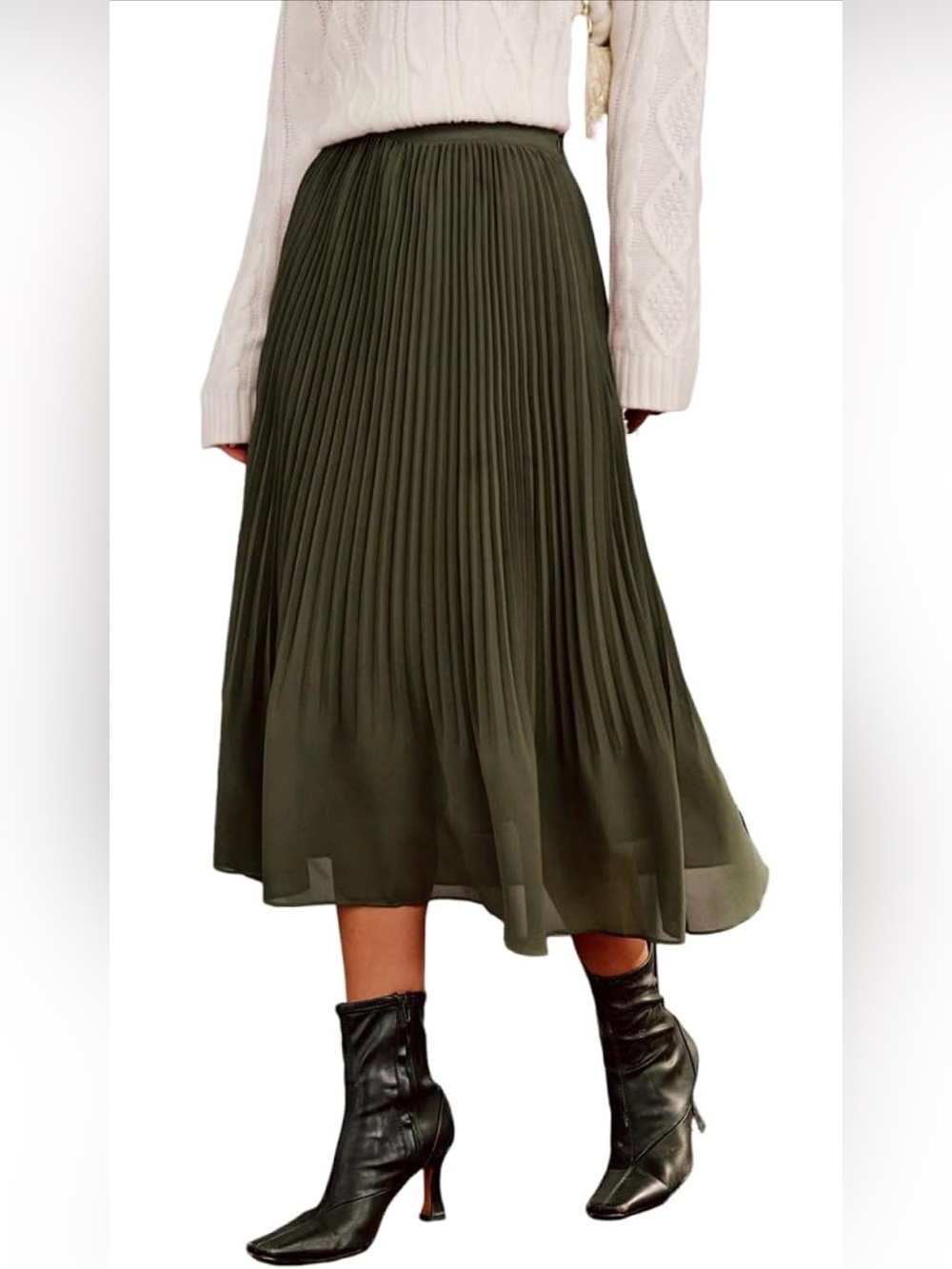 Chiffon Pleated A-Line Midi Skirt